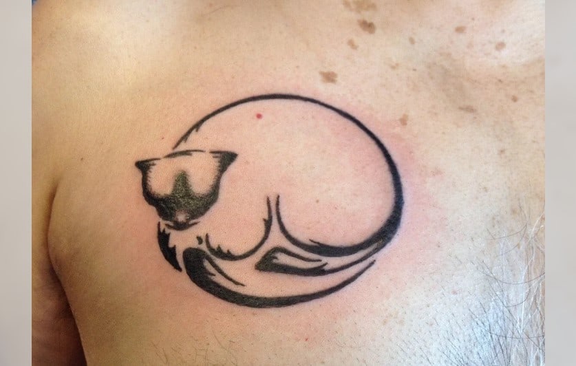 Elegant Tattoo In Memory Of A Pet Cat