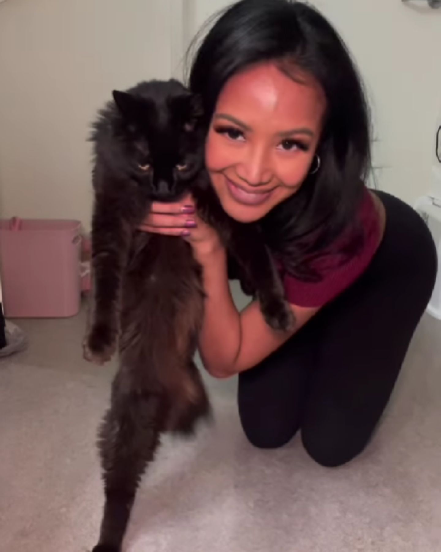 cute owner and cute cat