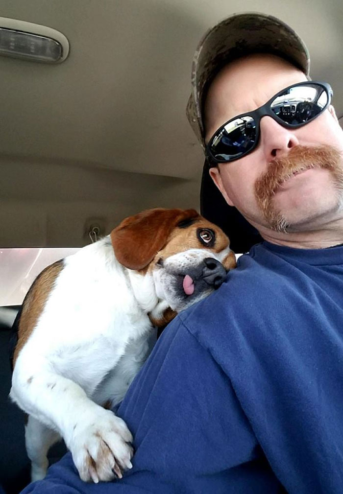 Man Rescues A Beagle From Being Euthanized In A Shelter, The Dog Can't Contain His Gratitude, Hugs His Rescuer